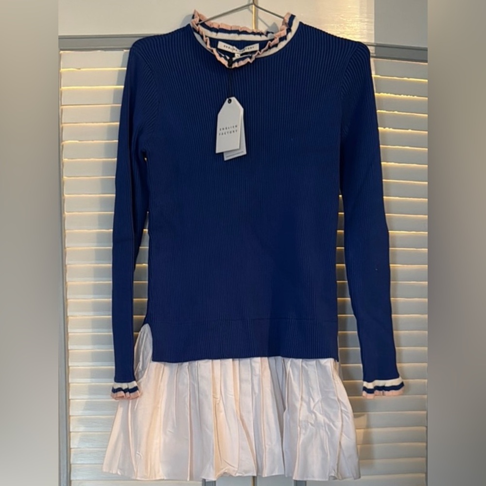 English Factory tennis sweater dress with pleated skirt